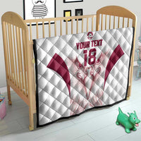 Custom Qatar Football Quilt Maroon Falcon Spirit White Version - Wonder Print Shop