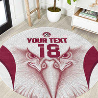 Custom Qatar Football Round Carpet Maroon Falcon Spirit White Version - Wonder Print Shop