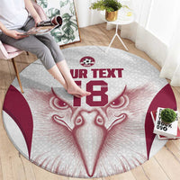 Custom Qatar Football Round Carpet Maroon Falcon Spirit White Version - Wonder Print Shop