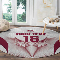 Custom Qatar Football Round Carpet Maroon Falcon Spirit White Version - Wonder Print Shop