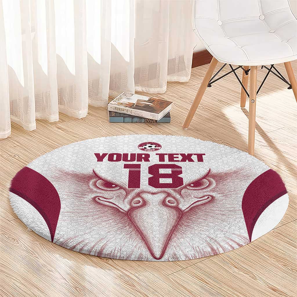 Custom Qatar Football Round Carpet Maroon Falcon Spirit White Version - Wonder Print Shop