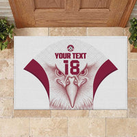 Custom Qatar Football Rubber Doormat Maroon Falcon Spirit White Version - Wonder Print Shop