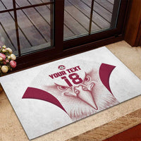 Custom Qatar Football Rubber Doormat Maroon Falcon Spirit White Version - Wonder Print Shop