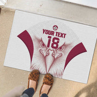Custom Qatar Football Rubber Doormat Maroon Falcon Spirit White Version - Wonder Print Shop