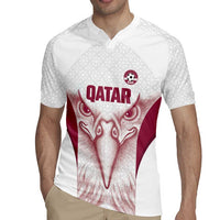 Custom Qatar Football Rugby Jersey Maroon Falcon Spirit White Version - Wonder Print Shop