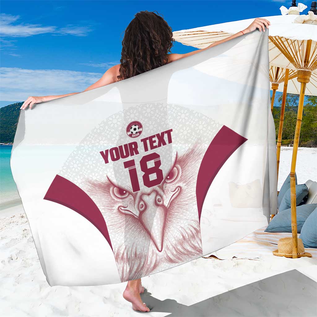 Custom Qatar Football Sarong Maroon Falcon Spirit White Version - Wonder Print Shop