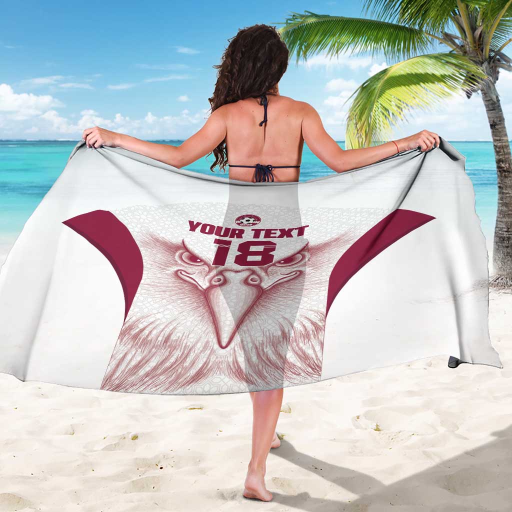 Custom Qatar Football Sarong Maroon Falcon Spirit White Version - Wonder Print Shop