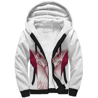Custom Qatar Football Sherpa Hoodie Maroon Falcon Spirit White Version - Wonder Print Shop