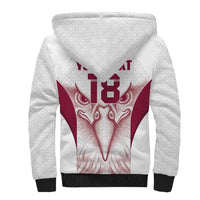 Custom Qatar Football Sherpa Hoodie Maroon Falcon Spirit White Version - Wonder Print Shop