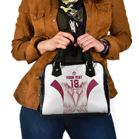 Custom Qatar Football Shoulder Handbag Maroon Falcon Spirit White Version - Wonder Print Shop