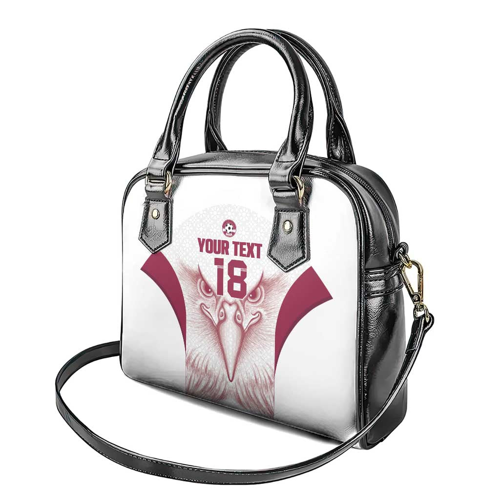 Custom Qatar Football Shoulder Handbag Maroon Falcon Spirit White Version - Wonder Print Shop