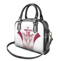 Custom Qatar Football Shoulder Handbag Maroon Falcon Spirit White Version - Wonder Print Shop