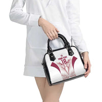 Custom Qatar Football Shoulder Handbag Maroon Falcon Spirit White Version - Wonder Print Shop