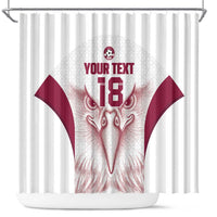 Custom Qatar Football Shower Curtain Maroon Falcon Spirit White Version - Wonder Print Shop
