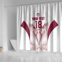 Custom Qatar Football Shower Curtain Maroon Falcon Spirit White Version - Wonder Print Shop