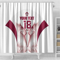 Custom Qatar Football Shower Curtain Maroon Falcon Spirit White Version - Wonder Print Shop