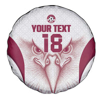 Custom Qatar Football Spare Tire Cover Maroon Falcon Spirit White Version - Wonder Print Shop