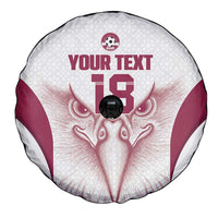Custom Qatar Football Spare Tire Cover Maroon Falcon Spirit White Version - Wonder Print Shop