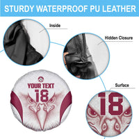 Custom Qatar Football Spare Tire Cover Maroon Falcon Spirit White Version - Wonder Print Shop
