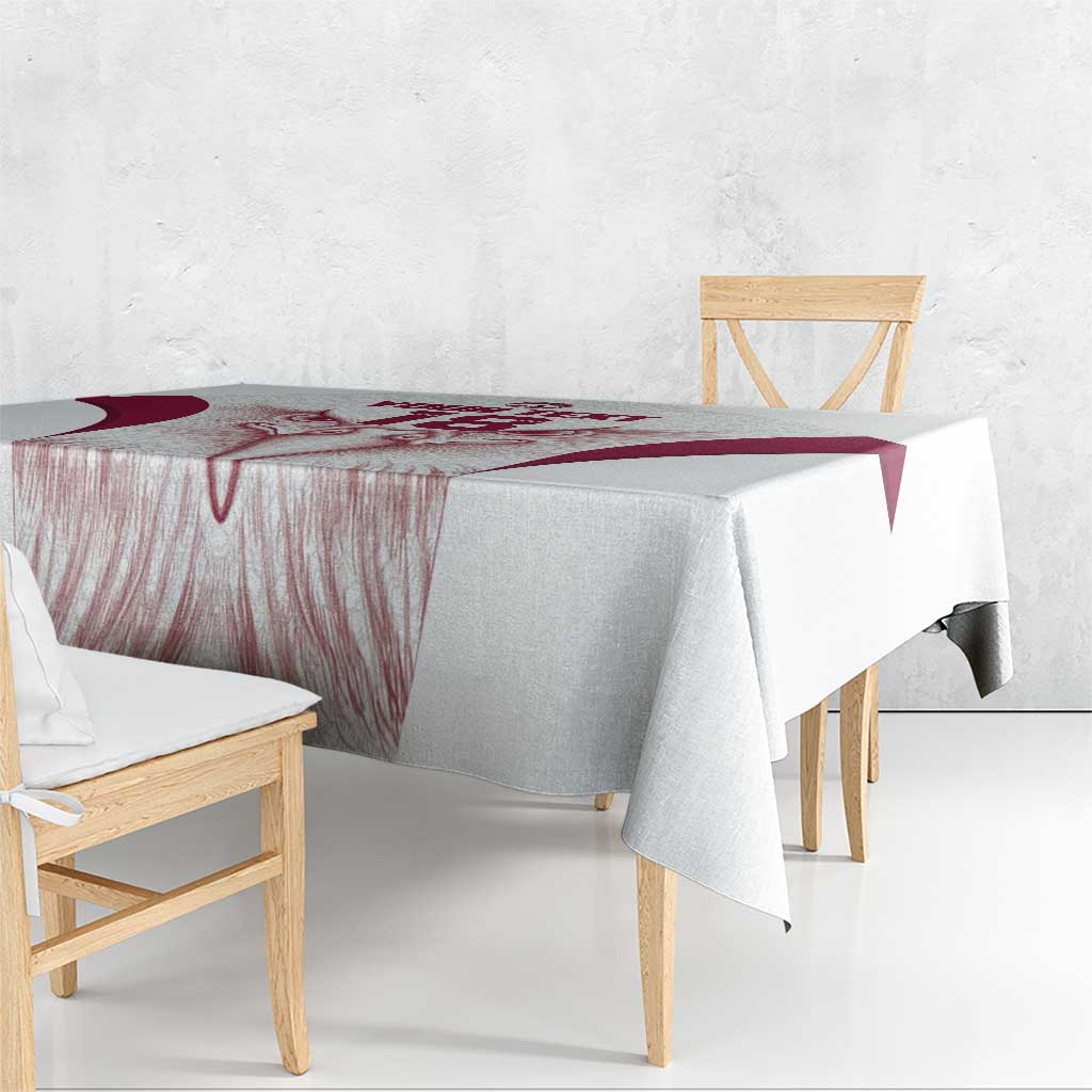 Custom Qatar Football Tablecloth Maroon Falcon Spirit White Version - Wonder Print Shop