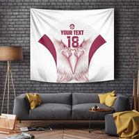 Custom Qatar Football Tapestry Maroon Falcon Spirit White Version - Wonder Print Shop