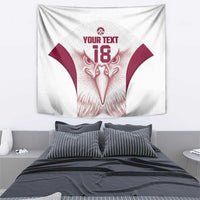 Custom Qatar Football Tapestry Maroon Falcon Spirit White Version - Wonder Print Shop