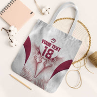 Custom Qatar Football Tote Bag Maroon Falcon Spirit White Version - Wonder Print Shop