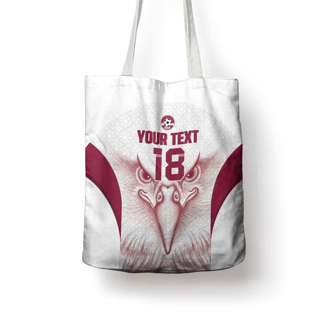 Custom Qatar Football Tote Bag Maroon Falcon Spirit White Version - Wonder Print Shop