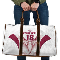Custom Qatar Football Travel Bag Maroon Falcon Spirit White Version - Wonder Print Shop