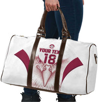 Custom Qatar Football Travel Bag Maroon Falcon Spirit White Version - Wonder Print Shop