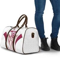 Custom Qatar Football Travel Bag Maroon Falcon Spirit White Version - Wonder Print Shop