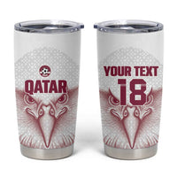 Custom Qatar Football Tumbler Cup Maroon Falcon Spirit White Version - Wonder Print Shop