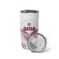 Custom Qatar Football Tumbler Cup Maroon Falcon Spirit White Version - Wonder Print Shop