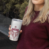 Custom Qatar Football Tumbler Cup Maroon Falcon Spirit White Version - Wonder Print Shop