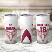 Custom Qatar Football Tumbler Cup Maroon Falcon Spirit White Version - Wonder Print Shop