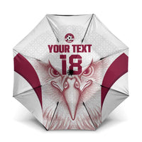 Custom Qatar Football Umbrella Maroon Falcon Spirit White Version - Wonder Print Shop
