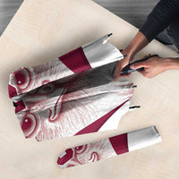 Custom Qatar Football Umbrella Maroon Falcon Spirit White Version - Wonder Print Shop