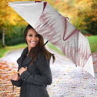 Custom Qatar Football Umbrella Maroon Falcon Spirit White Version - Wonder Print Shop