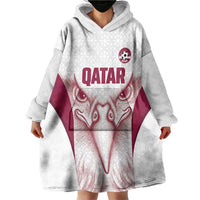 Custom Qatar Football Wearable Blanket Hoodie Maroon Falcon Spirit White Version - Wonder Print Shop
