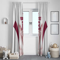 Custom Qatar Football Window Curtain Maroon Falcon Spirit White Version - Wonder Print Shop