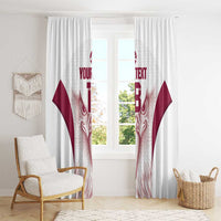 Custom Qatar Football Window Curtain Maroon Falcon Spirit White Version - Wonder Print Shop