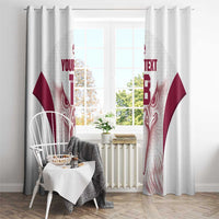 Custom Qatar Football Window Curtain Maroon Falcon Spirit White Version - Wonder Print Shop