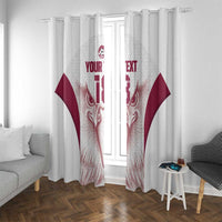 Custom Qatar Football Window Curtain Maroon Falcon Spirit White Version - Wonder Print Shop