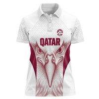 Custom Qatar Football Women Polo Shirt Maroon Falcon Spirit White Version - Wonder Print Shop