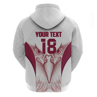 Custom Qatar Football Zip Hoodie Maroon Falcon Spirit White Version - Wonder Print Shop