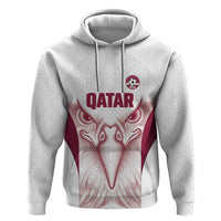 Custom Qatar Football Zip Hoodie Maroon Falcon Spirit White Version - Wonder Print Shop