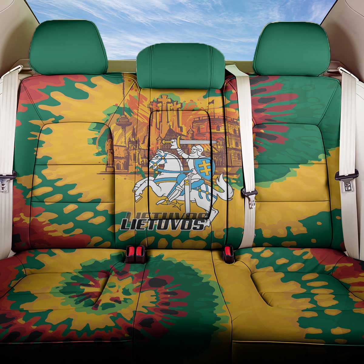 Lithuania Independence Day Back Car Seat Cover Vytis Knight National Pride