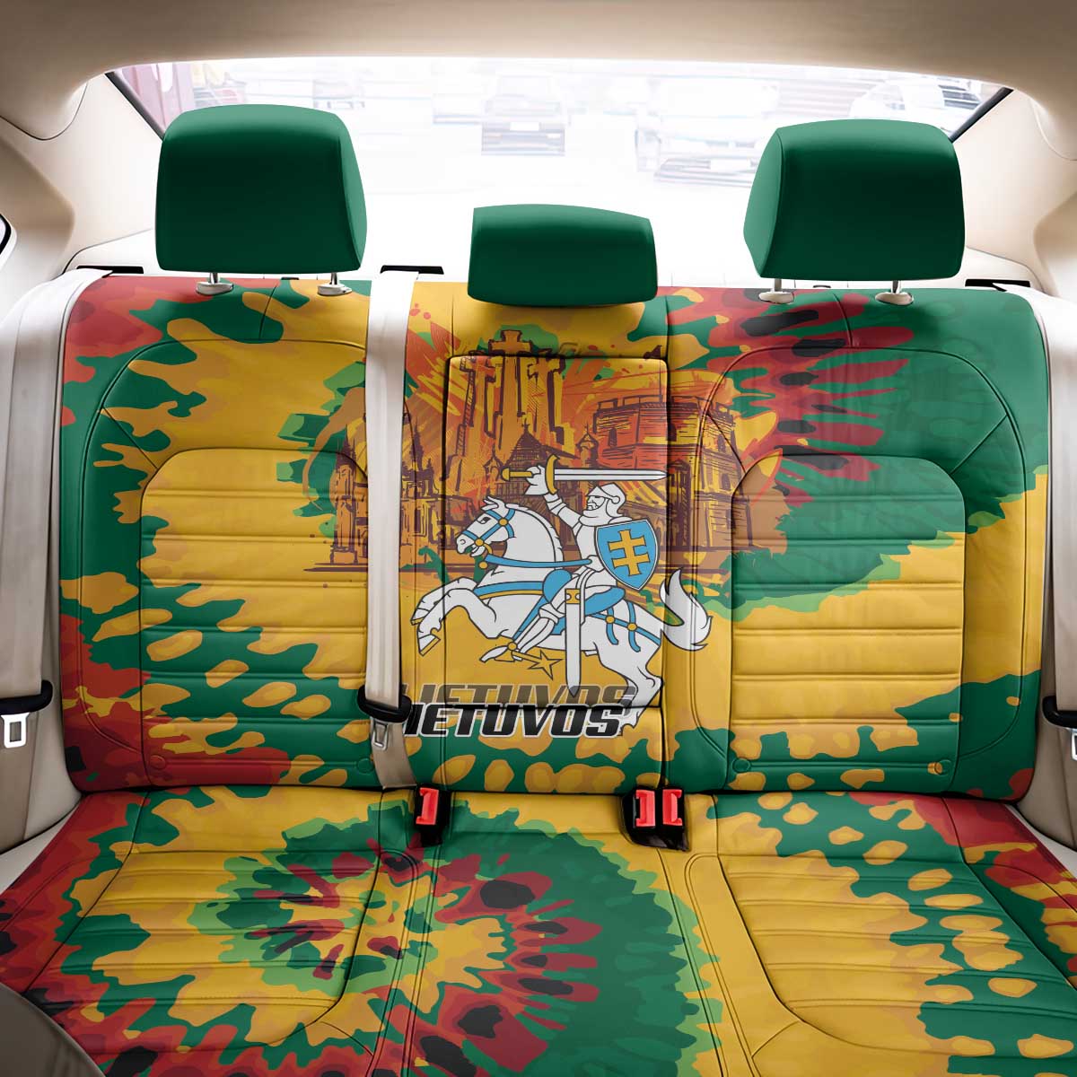 Lithuania Independence Day Back Car Seat Cover Vytis Knight National Pride