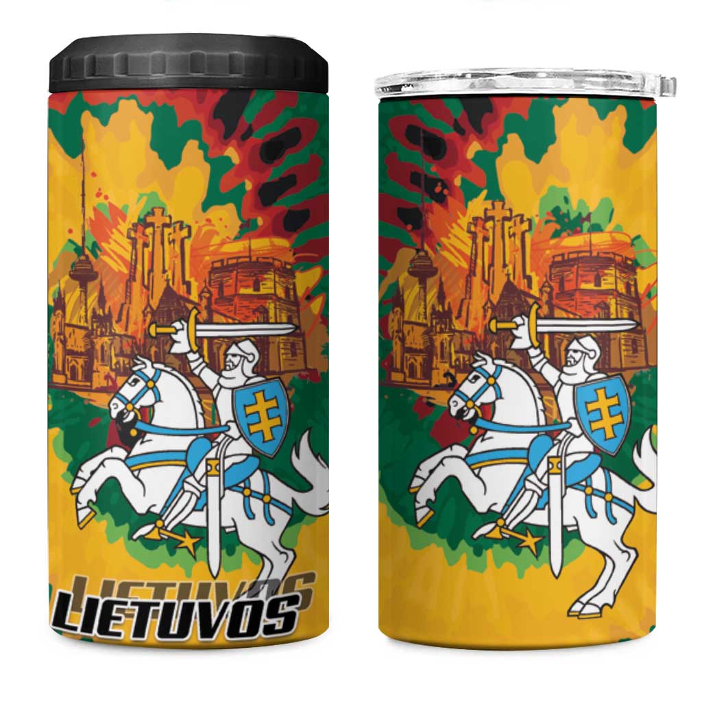 Lithuania Independence Day 4 in 1 Can Cooler Tumbler Vytis Knight National Pride