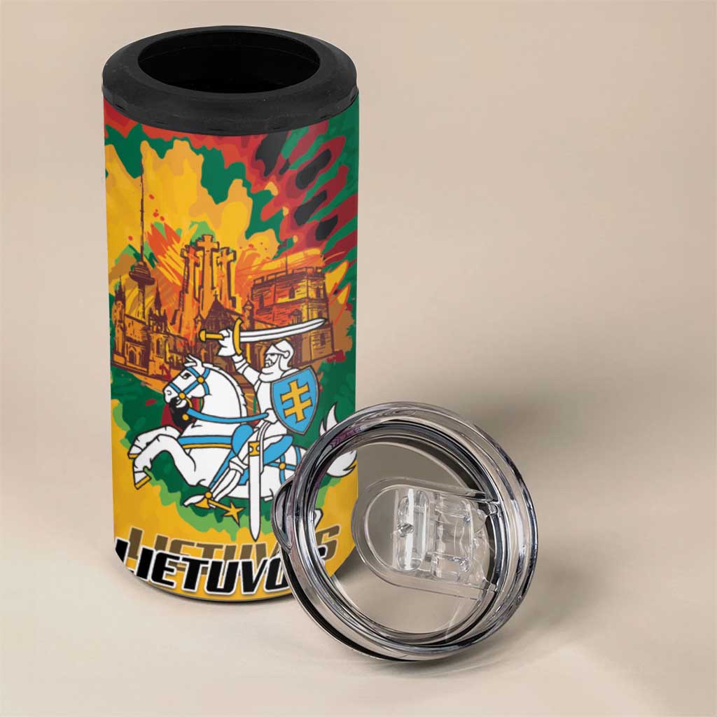 Lithuania Independence Day 4 in 1 Can Cooler Tumbler Vytis Knight National Pride